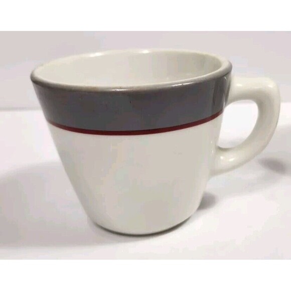 Vintage Jackson Custom China Mug Set Of Two White With Gray & Red  See Pics - Picture 4 of 13